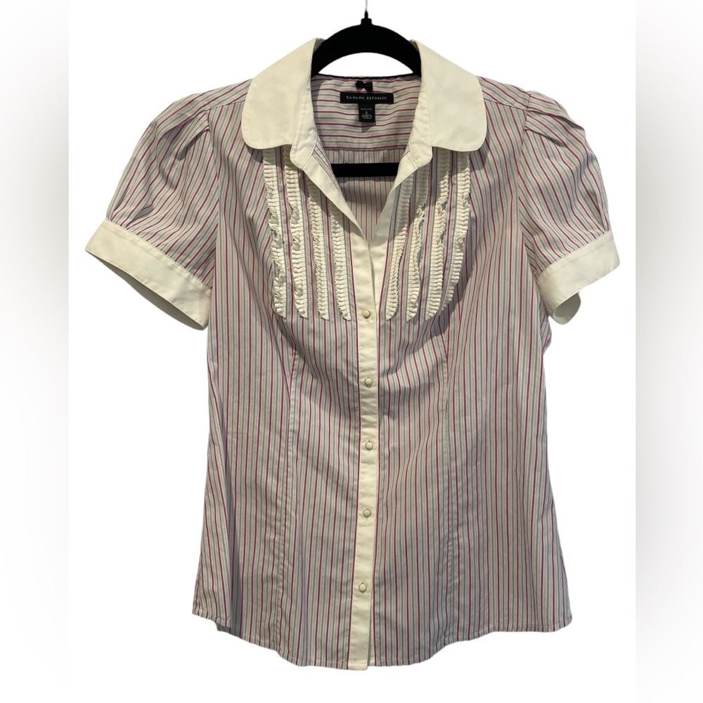 Banana Republic Women’s Ruffle Pin Stripe Blouse